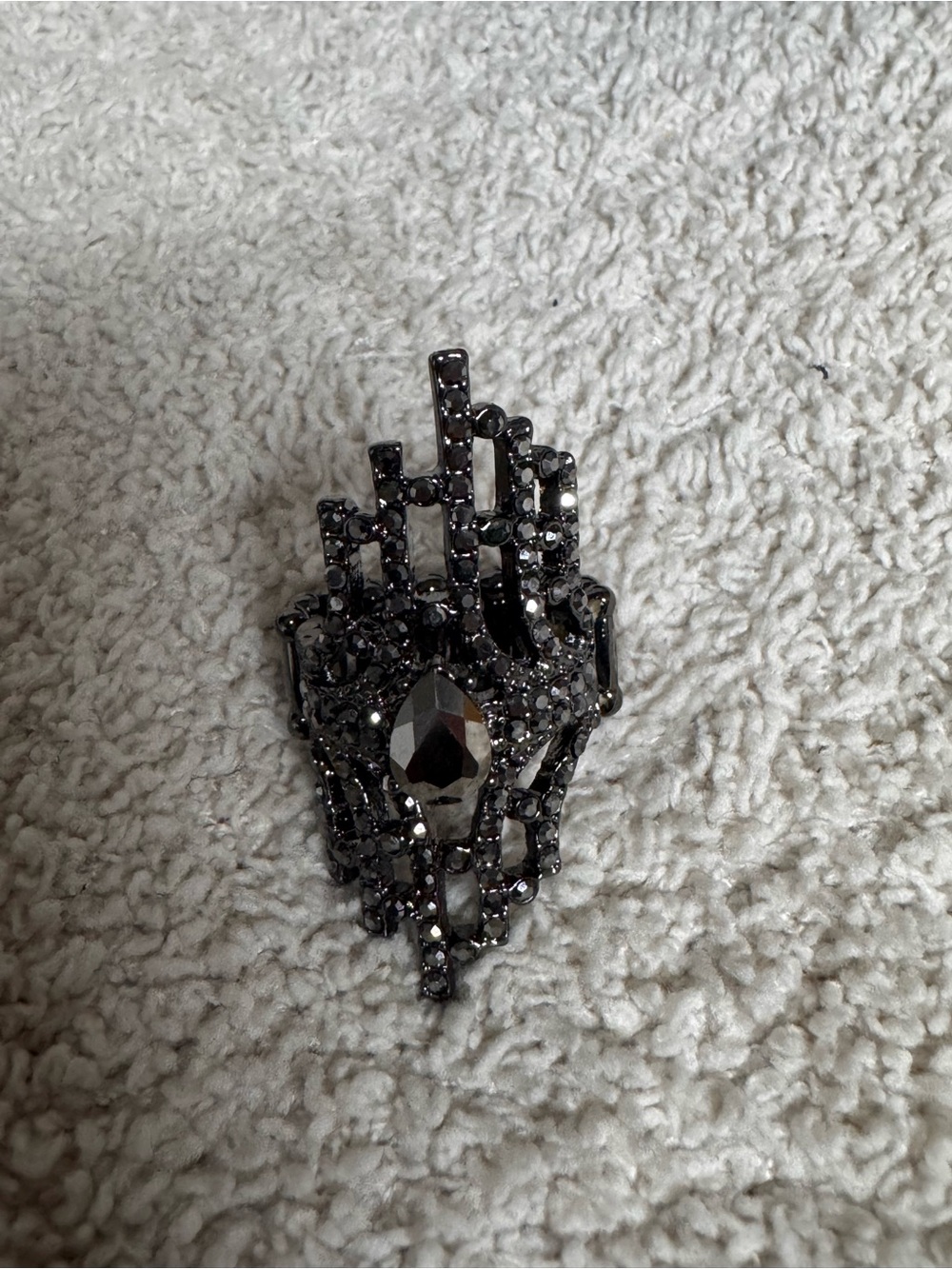 Paparazzi Gunmetal Crystal Cluster Statement Ring